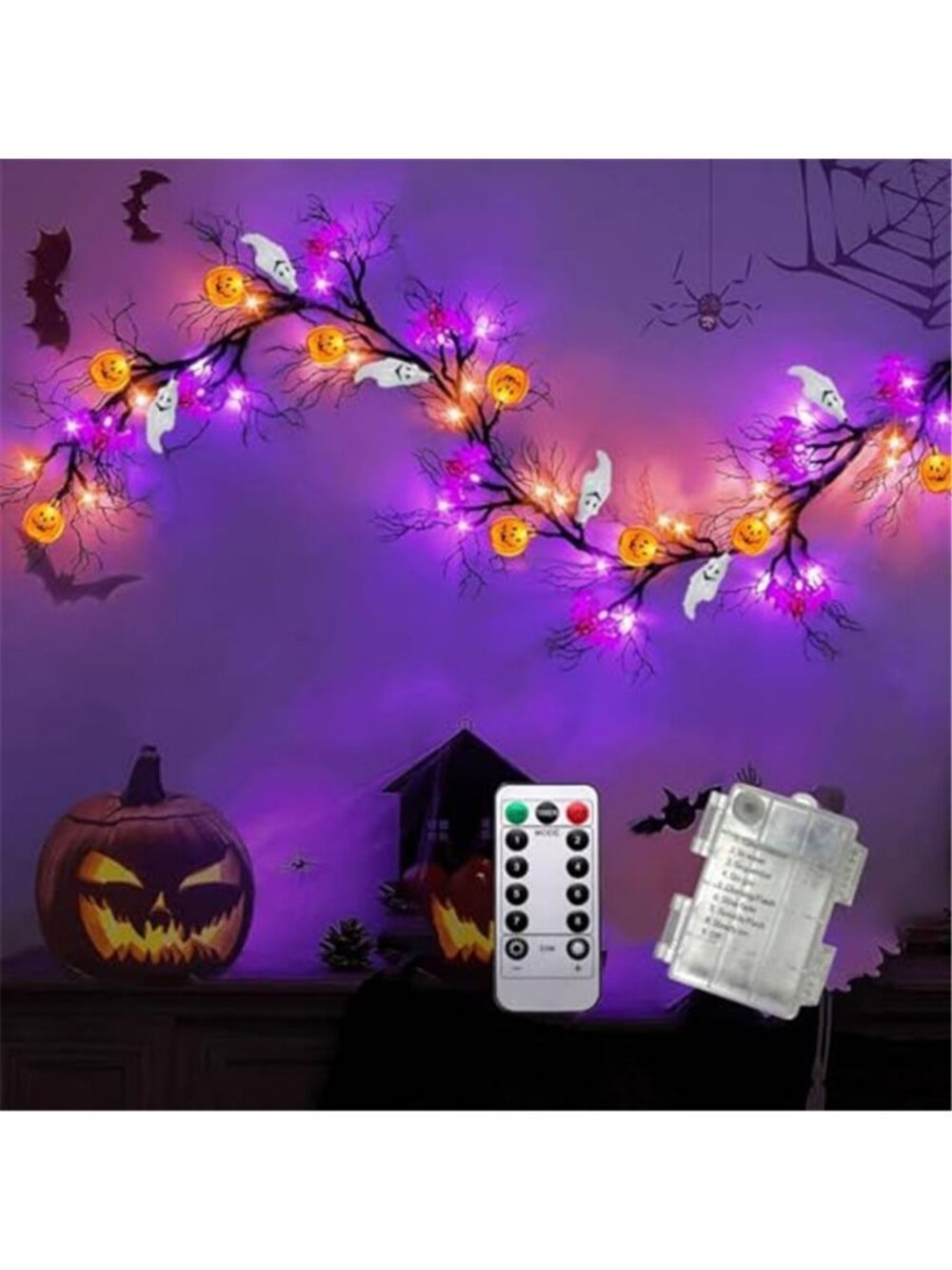 Halloween Decorations Indoor Halloween Garland with Lights Timer 8 Modes
